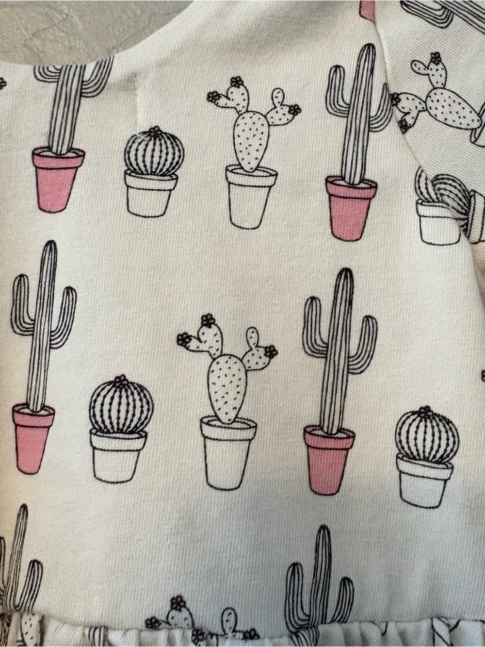 Monica + Andy white black pink cactus print let's dance dress size 12-18 months